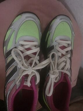 adidas Women's Neon Green and Pink Running Sneakers